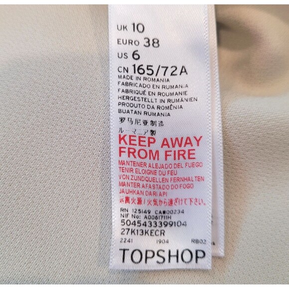 TOPSHOP Snap & Zip Midi Sz 6 Cream Moto Skirt Work Career Luxury Designer Slit - Picture 6 of 10